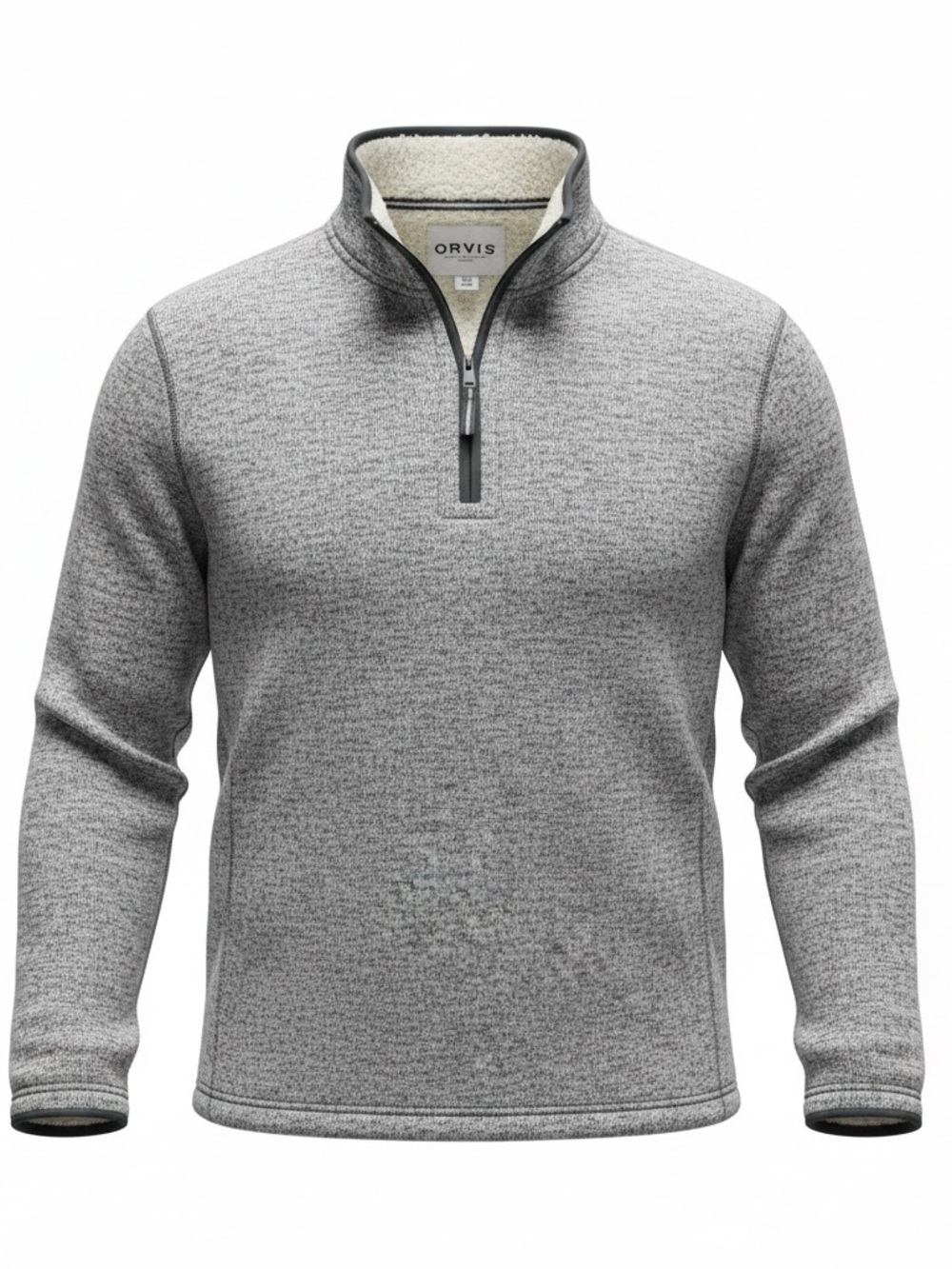 Orvis Heather Gray Quarter-Zip Sherpa-Lined Pullover